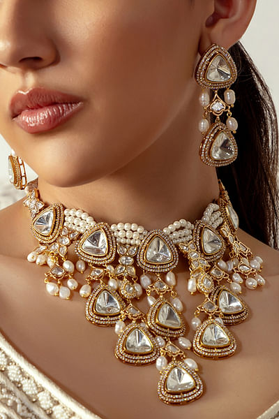 Gold kundan polki necklace set