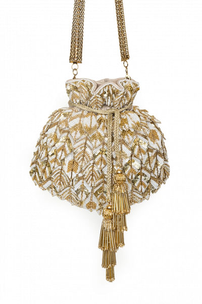 Gold leaf bead and sequin potli bag
