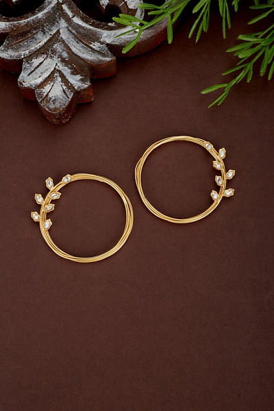 Gold leaf polki embellished hoops