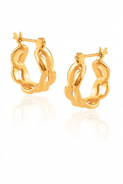 Gold link mini huggie hoops