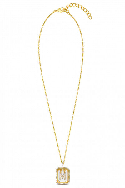 Gold M initial cubic zirconia pendant necklace