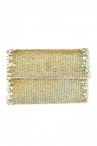 Gold metal beads and diamond clutch