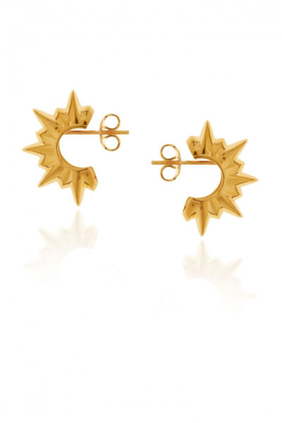 Gold mini sun half hoop earrings