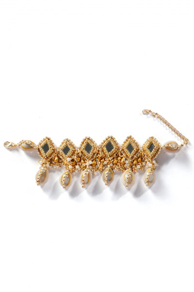 Gold mirror and shell choker