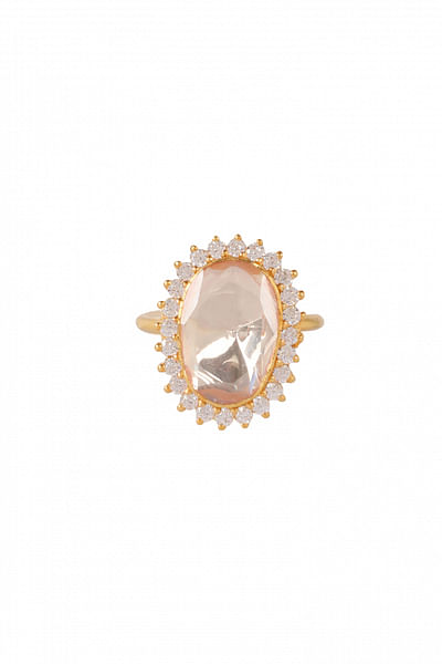 Gold moissanite polki ring