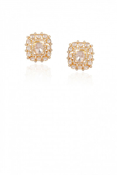 Gold moissanite polki stud earrings