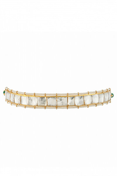 Gold pearl and glass stone embellished choker