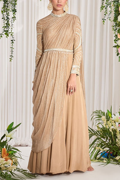 Gold pearl and stone anarkali