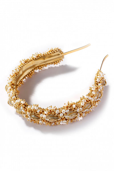 Gold pearl shell hairband