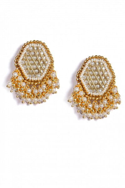 Gold pearl stud earrings