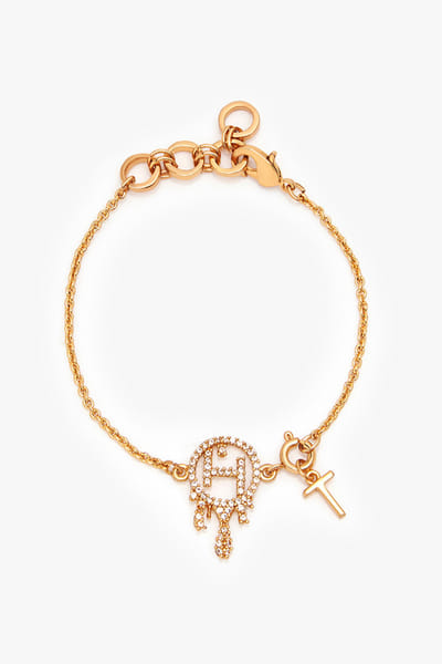 Gold personalised initial crystal bracelet