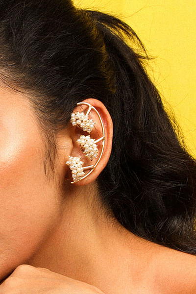 Gold plated embellished ear cuffs