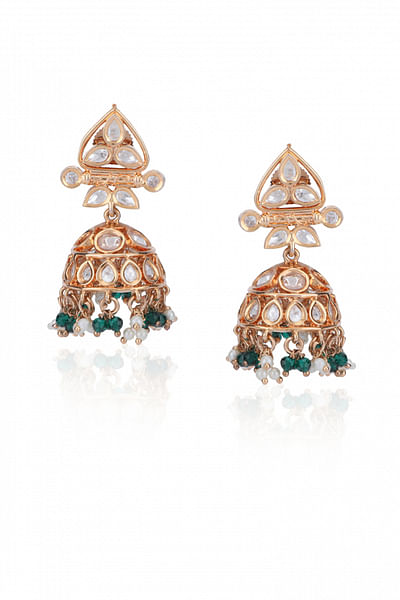 Gold plated jadau earrings