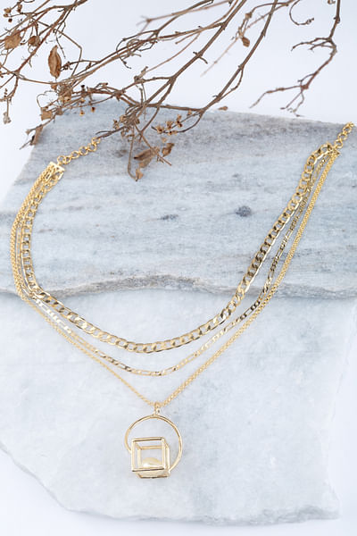 Gold plated layered chain necklace