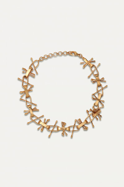 Gold plated thorn chain choker