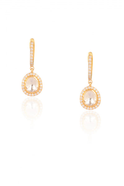 Gold polki drop earrings
