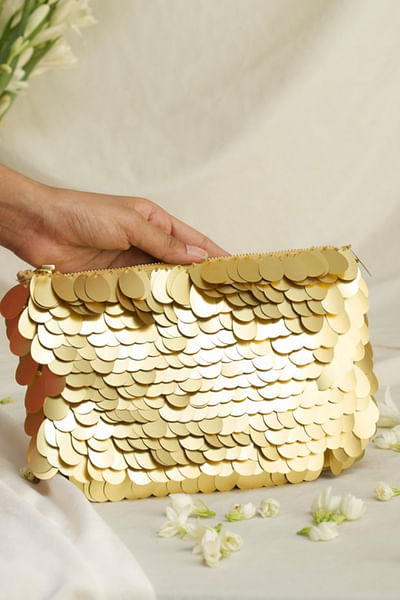Gold sequin detail sling bag