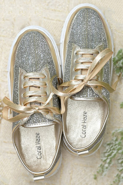 Gold shimmer sneakers