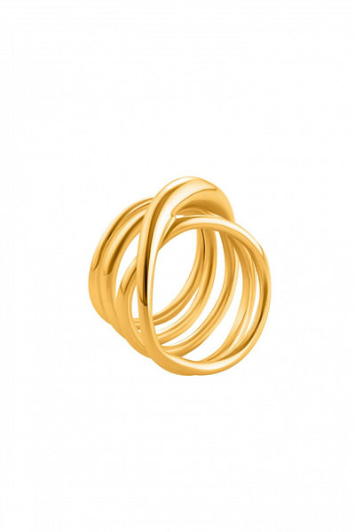 Gold statement spiral ring