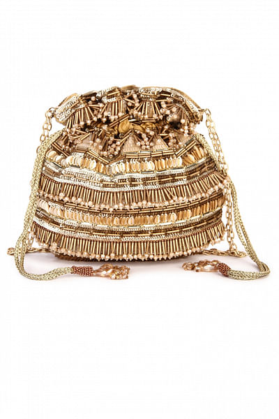 Gold tassel embellished potli bag