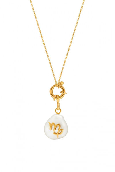 Gold Virgo pearl pendant chain necklace