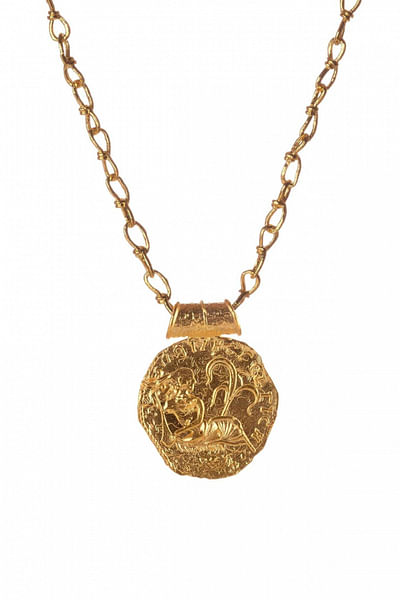 Gold Virgo zodiac pendant chain necklace