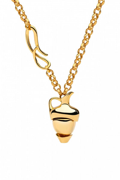 Gold water vessel chain necklace