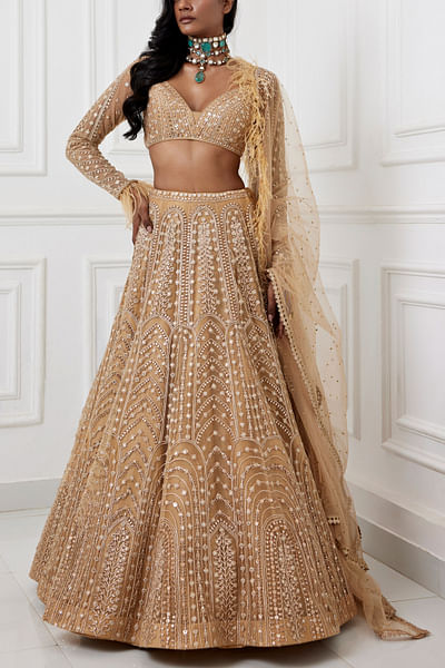 Gold zardozi embroidery lehenga set