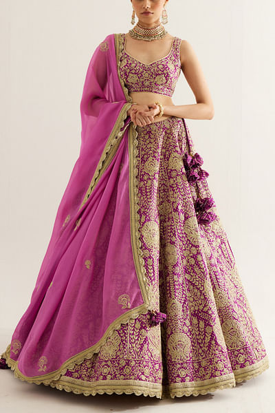Grape wine zari embroidery lehenga set