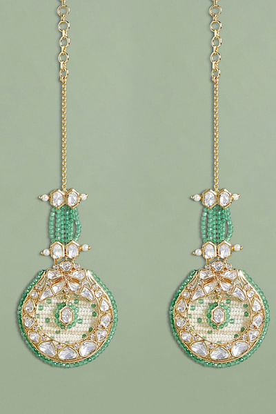 Green agate bead drop earrings