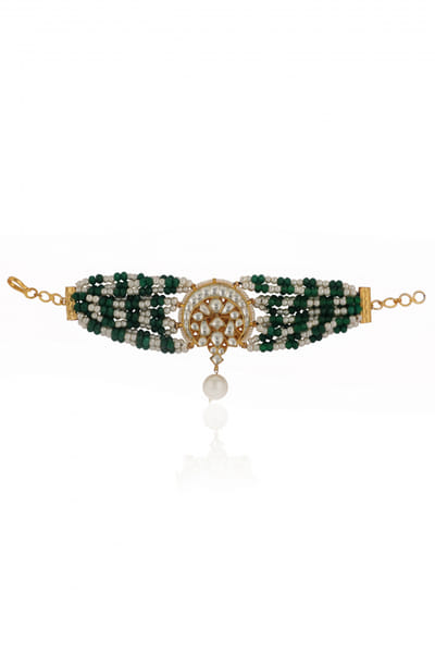 Riana Jewellery Green and white jadtar stone bracelet RJEAUG23FN030