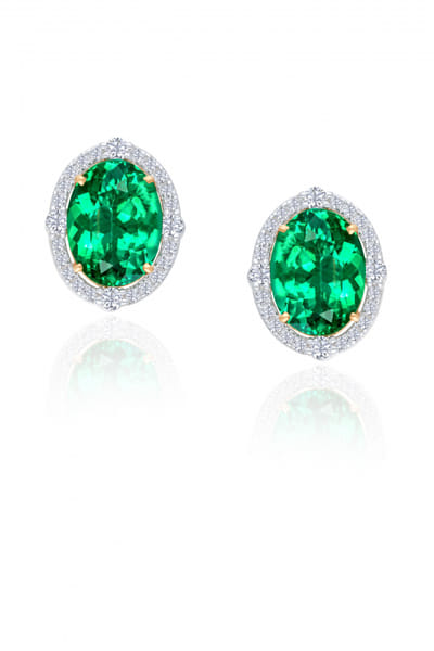 Green and white Swarovski zirconia studs