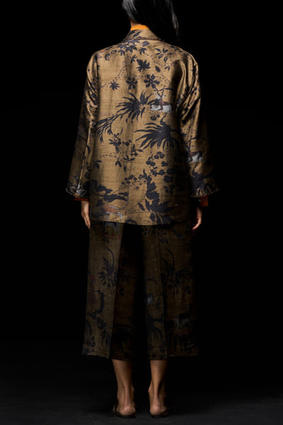 Suketdhir Green artsy print jacket SUDAPR2303
