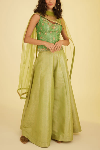 Shyam Narayan Prasad Green brocade sharara set SNPMAR202313