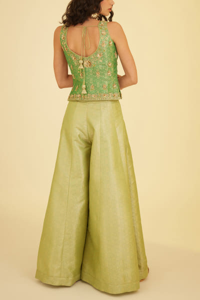 Shyam Narayan Prasad Green brocade sharara set SNPMAR202313