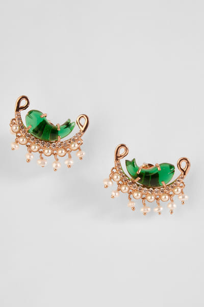 Green cubic zirconia and crystal earrings