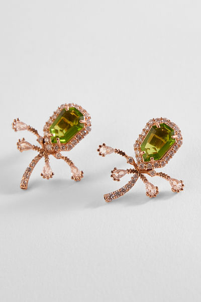 Green cubic zirconia and crystal earrings