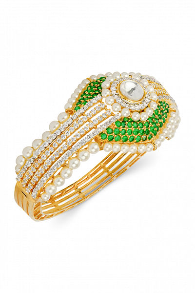 Green cubic zirconia and emerald bracelet