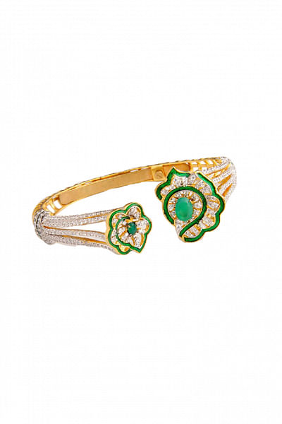 Green cubic zirconia and emerald bracelet