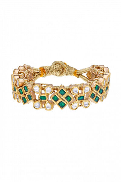 Green emerald and diamond bracelet