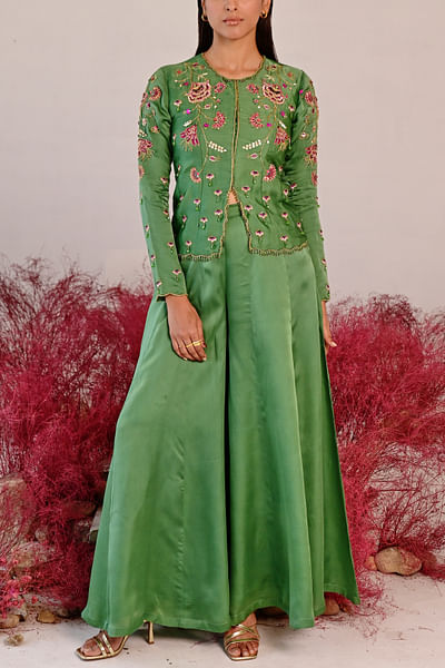 Green floral embroidery co-ords