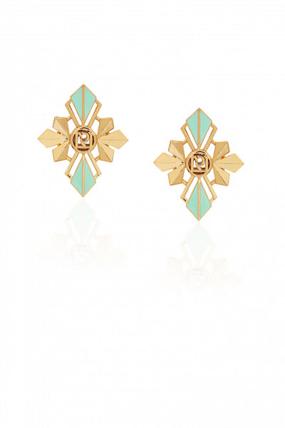 Green gold plated enamel studs