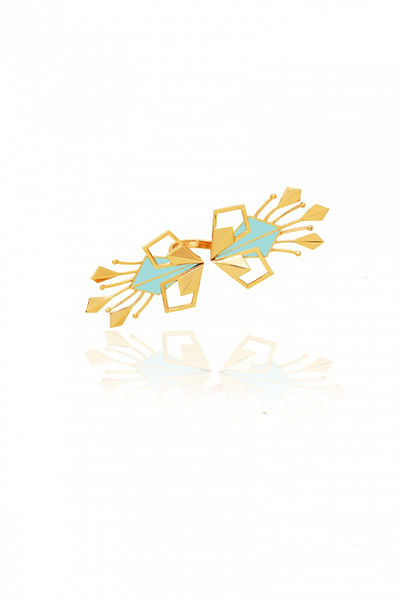 Green gold plated enamelled ring