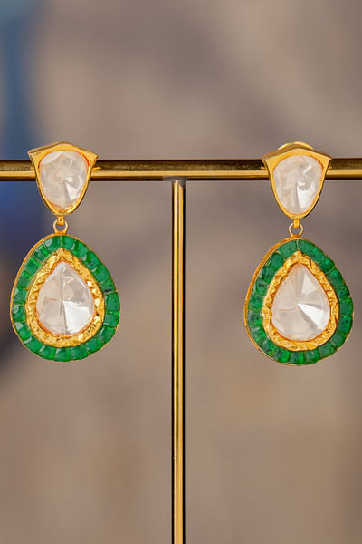 Green moissanite diamond drop earrings