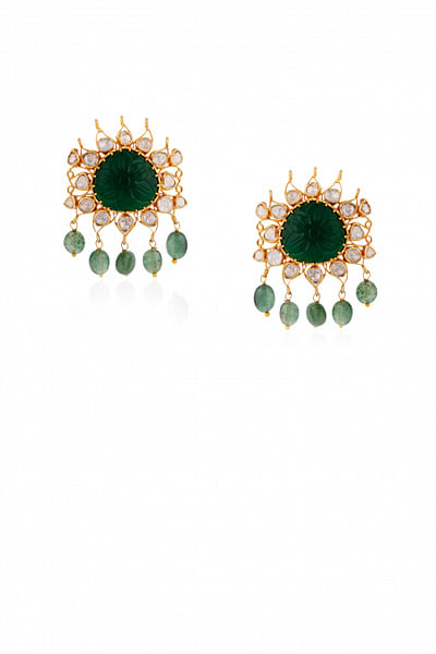 Green moissanite stone earrings