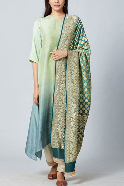 Green ombre dress style kurta set
