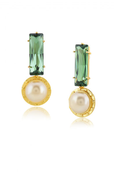 Green pearl drop earrings