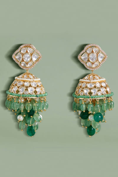 Green polki jhumkas