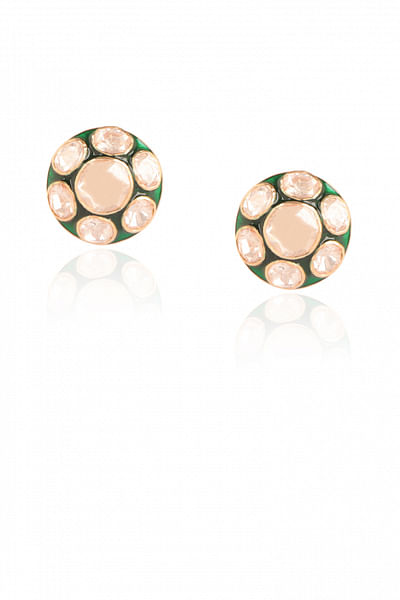 Green polki stud earrings