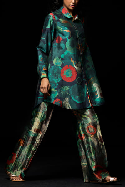 Green printed pyjama pants